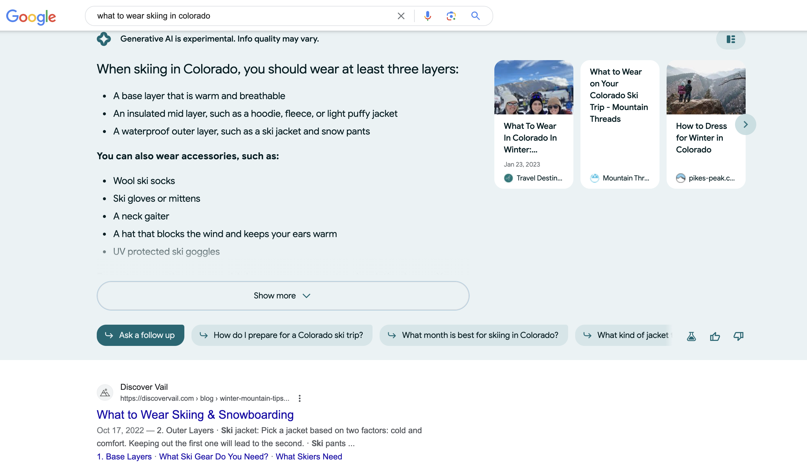 Search Generative Experience illustrating traditional search results being pushed lower down, reducing visibility