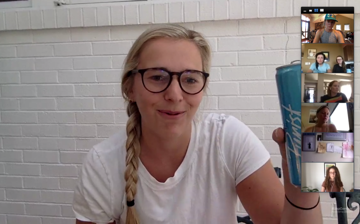 A screenshot of a person on a video call