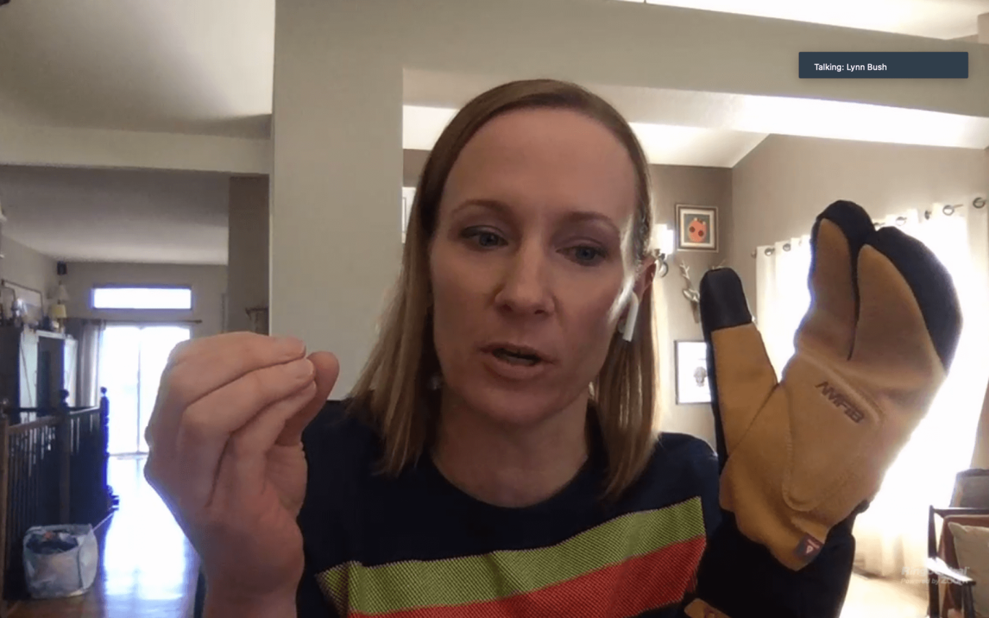 A screenshot of a person on a video call