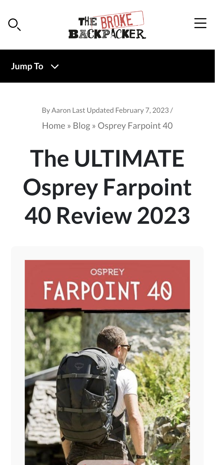 A screenshot of a The Broke Backpacker article