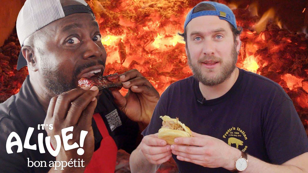 An 'It's Alive' video thumbnail of two people eating food