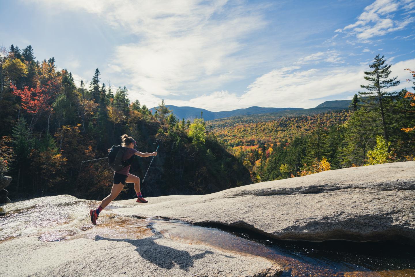trail runner jumping