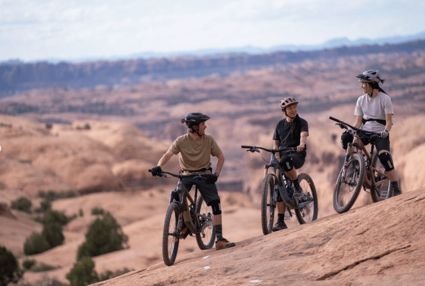 group mountain biking in the desert