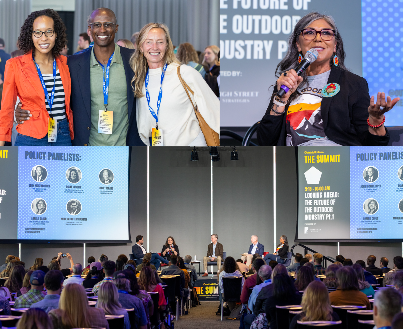 image shows a collage of attendees and speakers from the 2024 Outside Summit