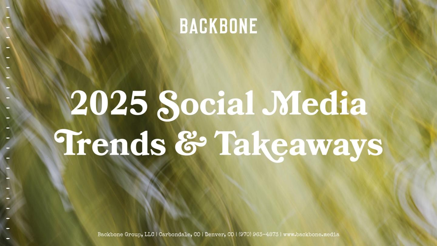 Blurry green and yellow abstract background with text about social media trends.