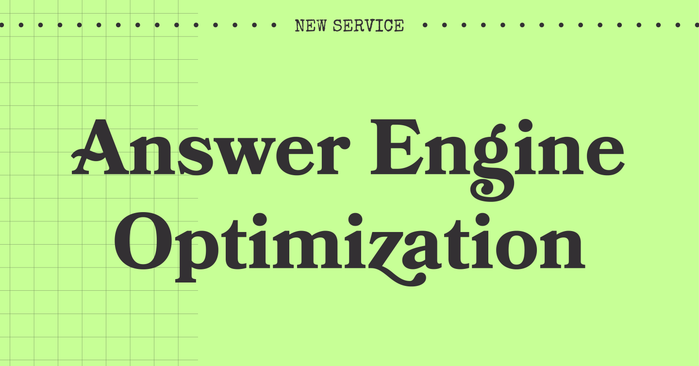 "Answer Engine Optimization" text on light green background.