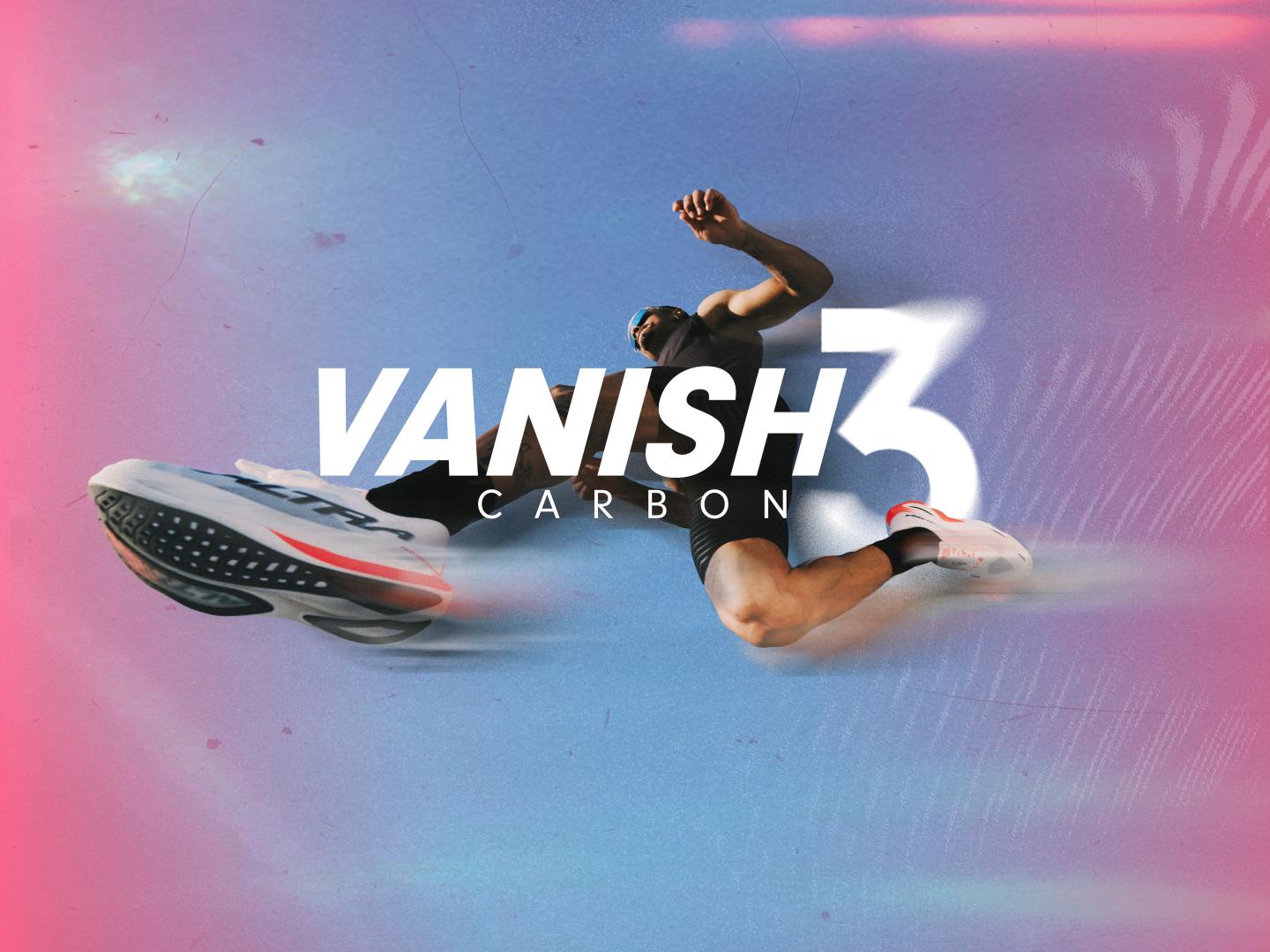 Vanishing 3 Carbon game logo with a floating car and falling character against a pink-blue background.